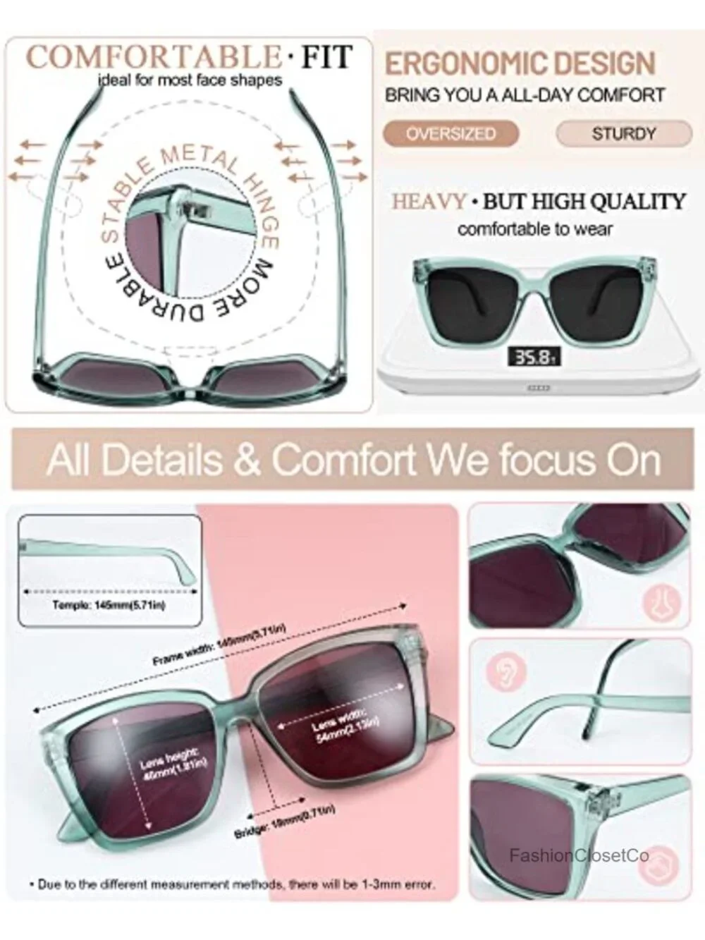 Oversized Reader Sunglasses Women UV400 Blue Light Blocking Reading Shades